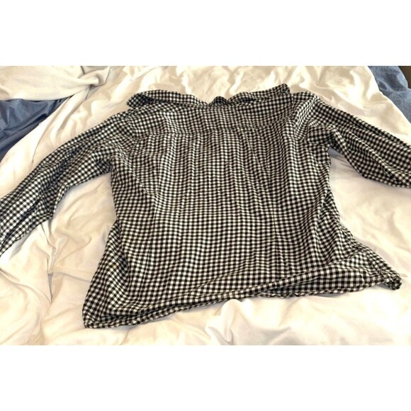 Women’s Flannel Button Down Shirt Eddie Bauer Size Tall XXL Black And White - Picture 7 of 9